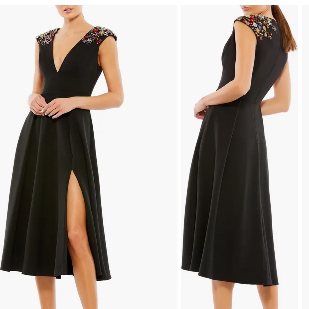 IEENA FOR MAC DUGGAL Beaded Cap Sleeve Cocktail Dress